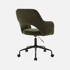 Silla de oficina con ruedas en borreguito y base negra