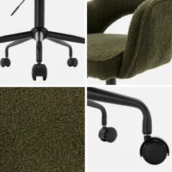 Silla de oficina con ruedas en borreguito y base negra
