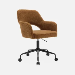 Silla de oficina con ruedas en borreguito y base negra