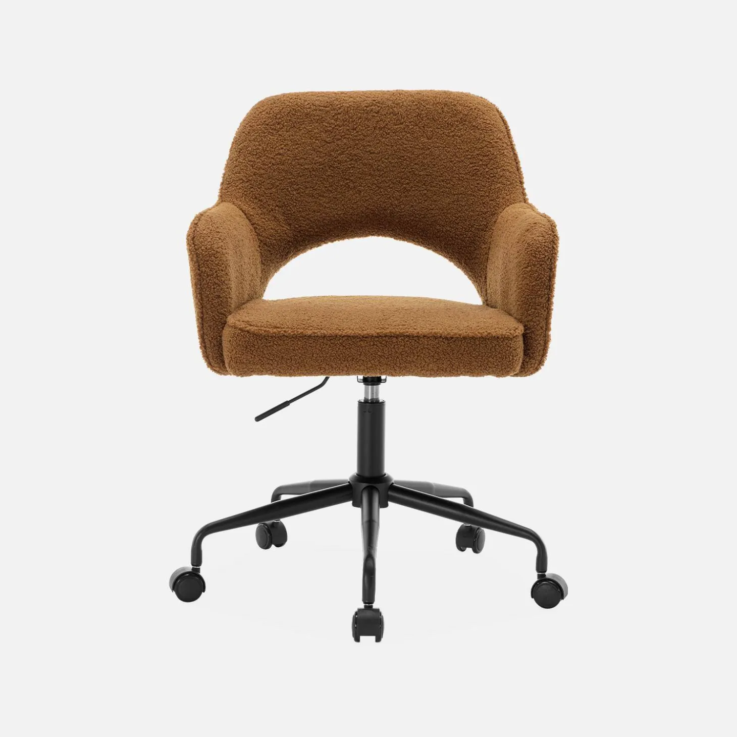 Silla de oficina con ruedas en borreguito y base negra