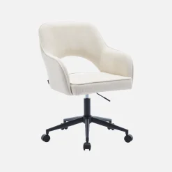 Silla de oficina con ruedas de pana fina y base negra