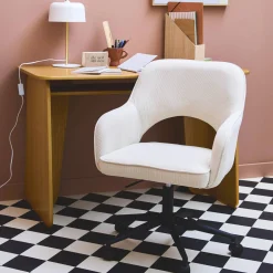 Silla de oficina con ruedas de pana fina y base negra