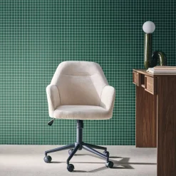Silla de oficina con ruedas ajustable metal y tela