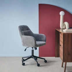 Silla de oficina con ruedas ajustable metal y tela