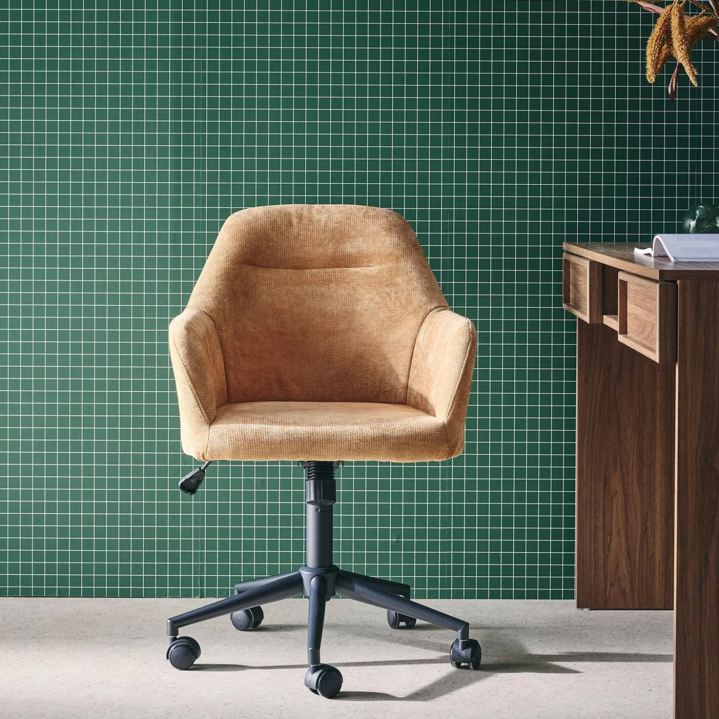 Silla de oficina con ruedas ajustable metal y tela
