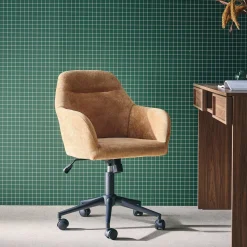 Silla de oficina con ruedas ajustable metal y tela