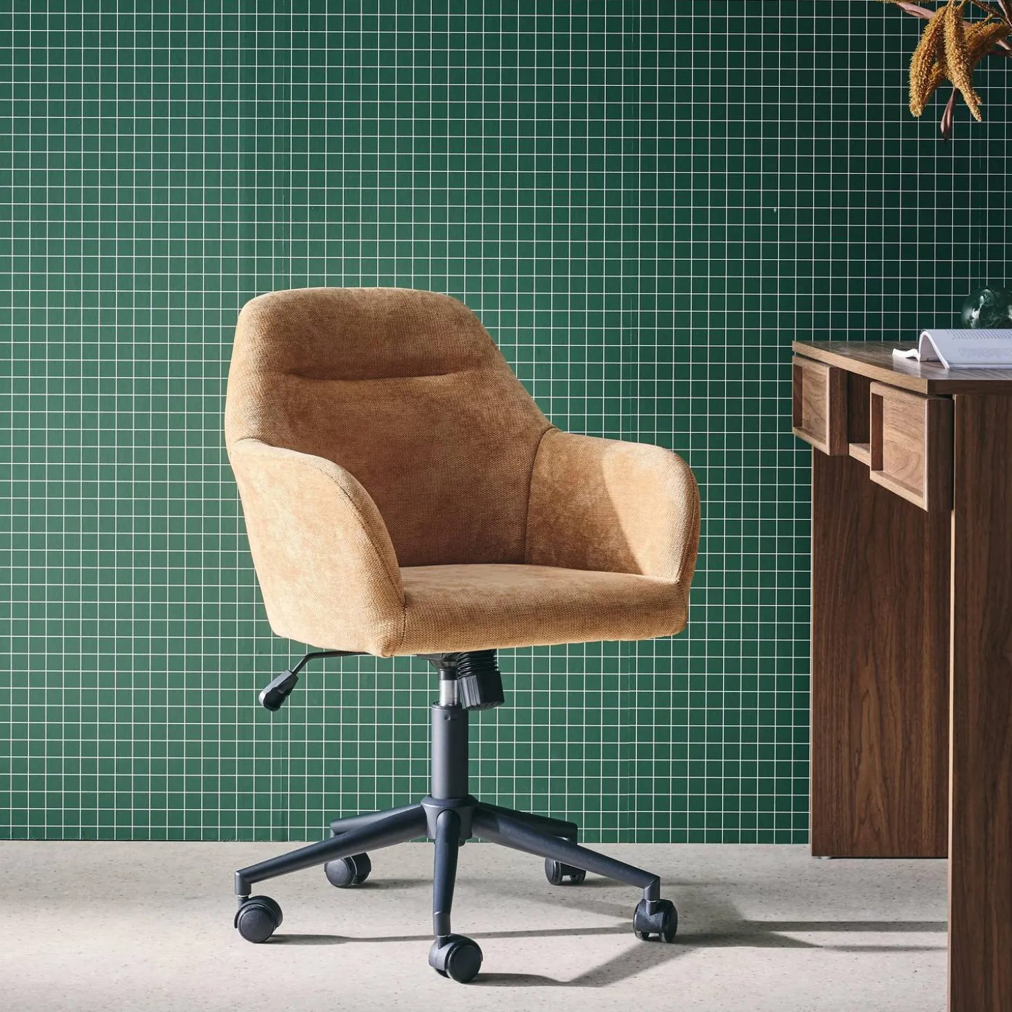 Silla de oficina con ruedas ajustable metal y tela