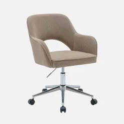 Silla de oficina de pana fina con ruedas y base cromada