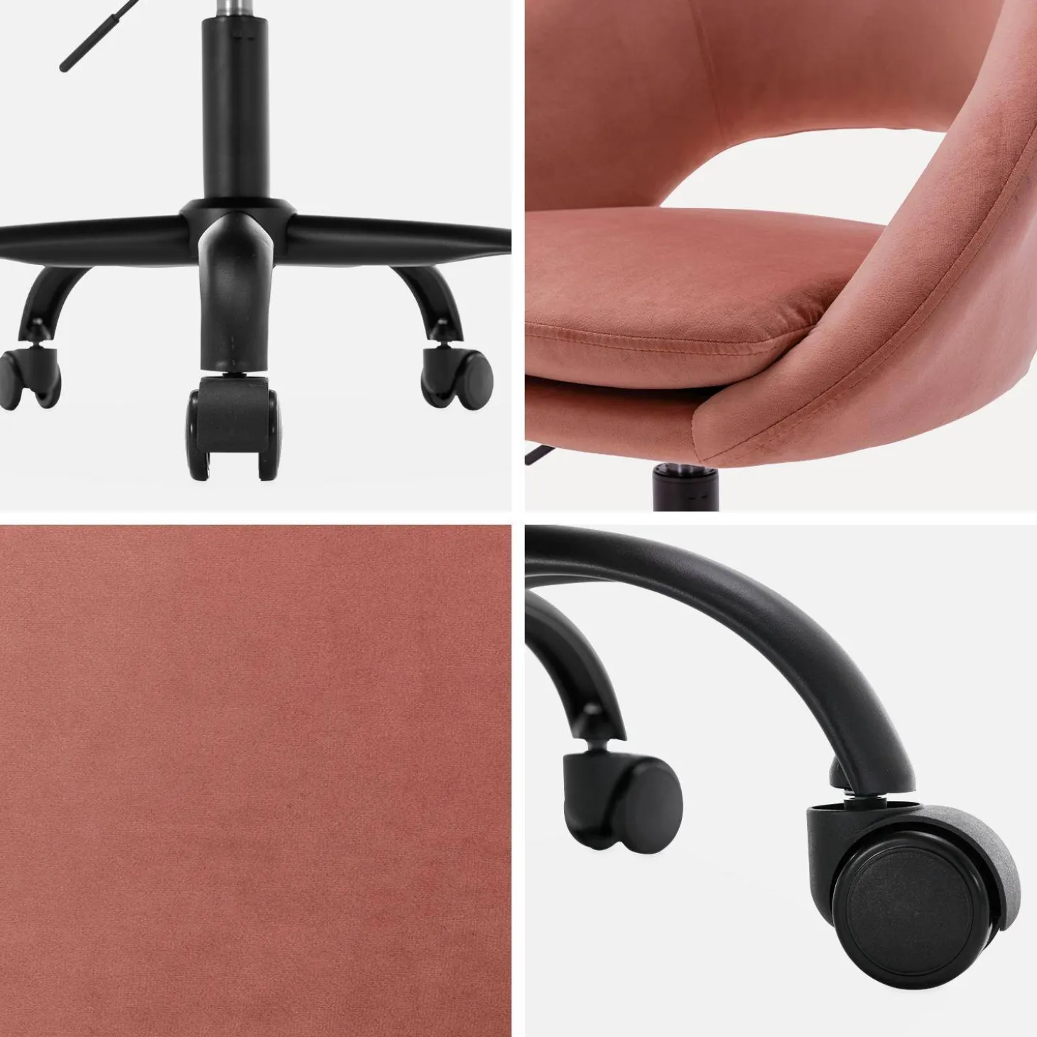 Silla de oficina de terciopelo con ruedas