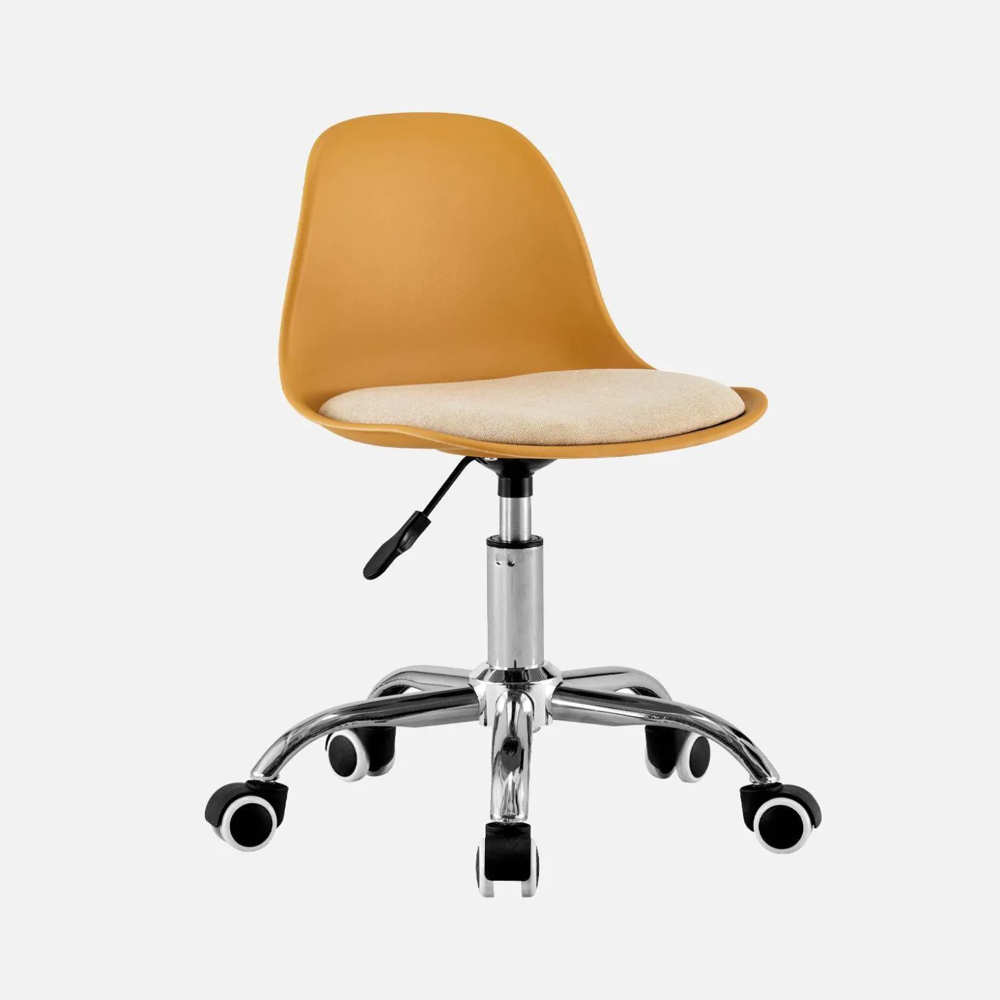 Silla de oficina infantil con ruedas ajustable, base cromada