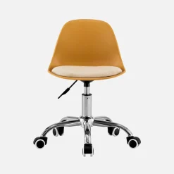 Silla de oficina infantil con ruedas ajustable, base cromada