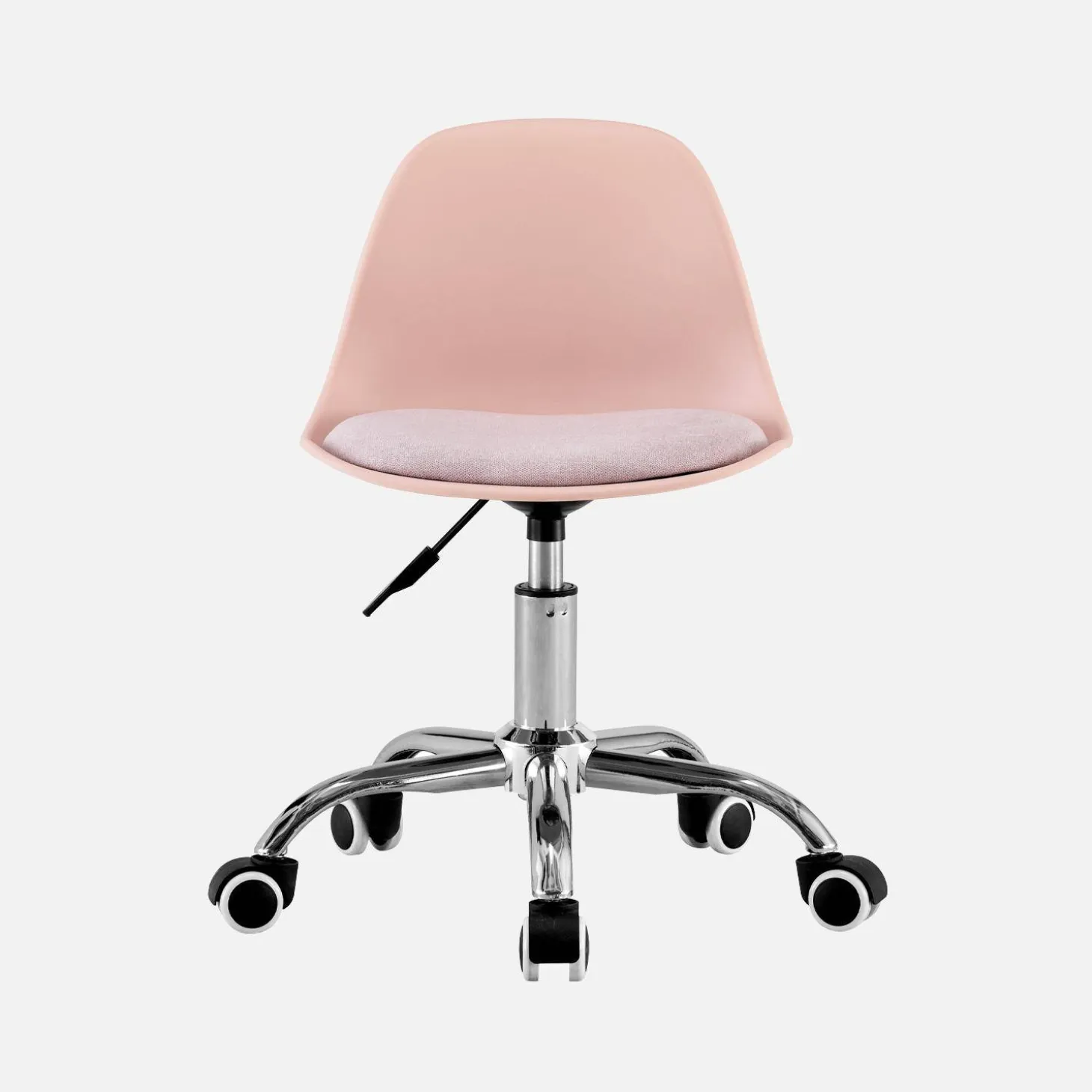 Silla de oficina infantil con ruedas ajustable, base cromada