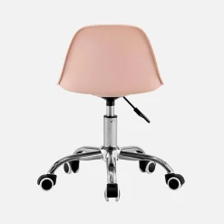 Silla de oficina infantil con ruedas ajustable, base cromada