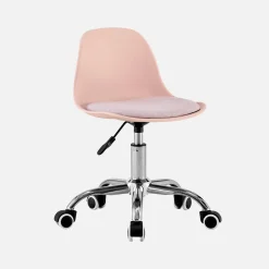 Silla de oficina infantil con ruedas ajustable, base cromada