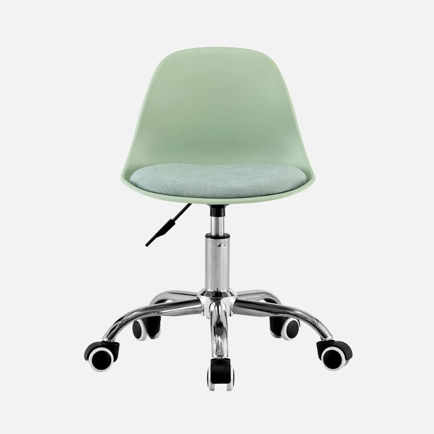 Silla de oficina infantil con ruedas ajustable, base cromada