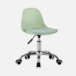 Silla de oficina infantil con ruedas ajustable, base cromada
