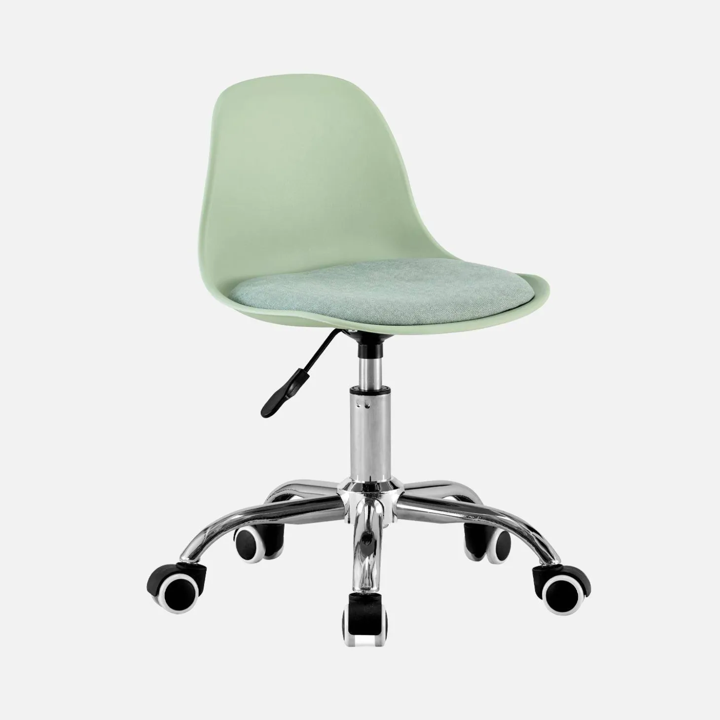 Silla de oficina infantil con ruedas ajustable, base cromada