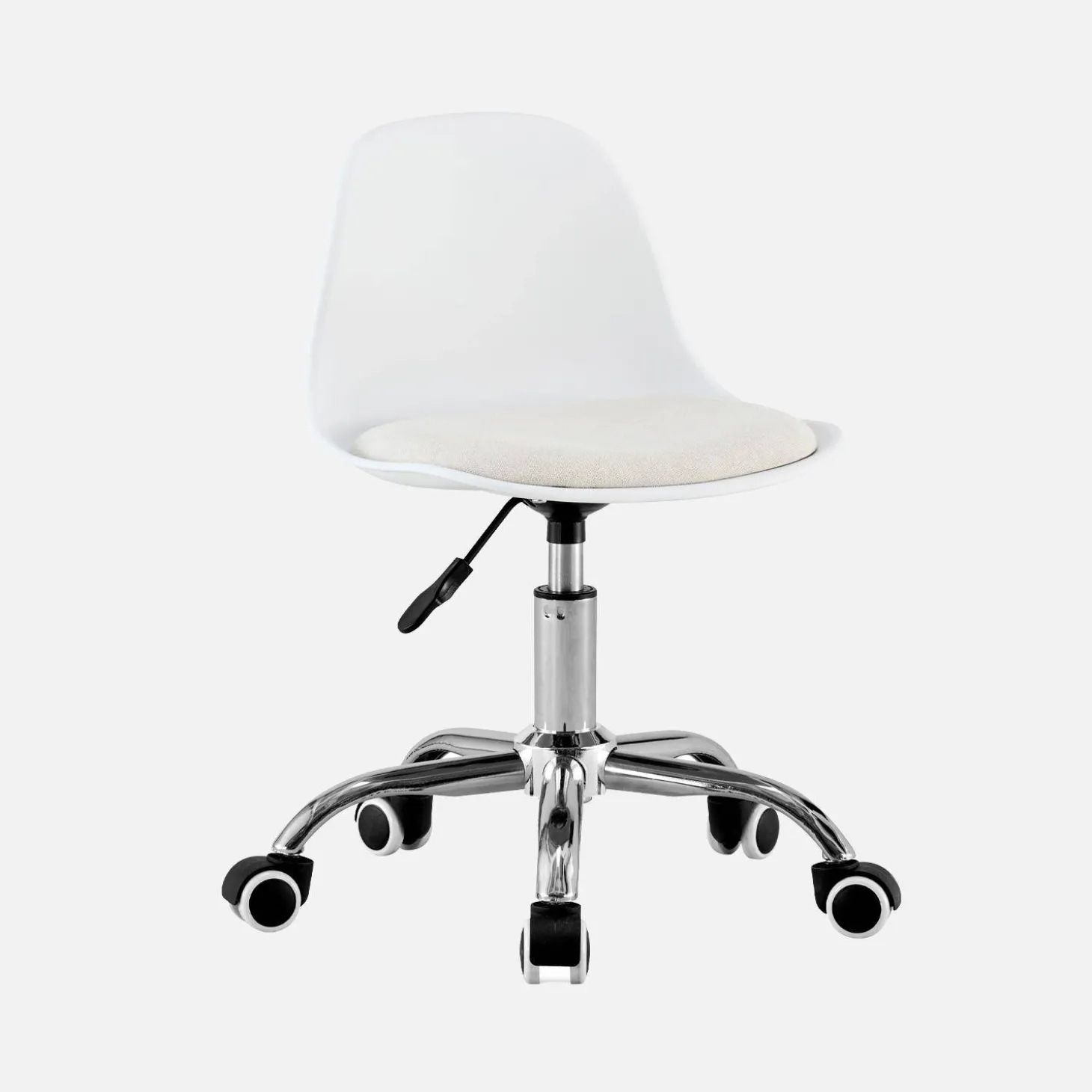 Silla de oficina infantil con ruedas ajustable, base cromada