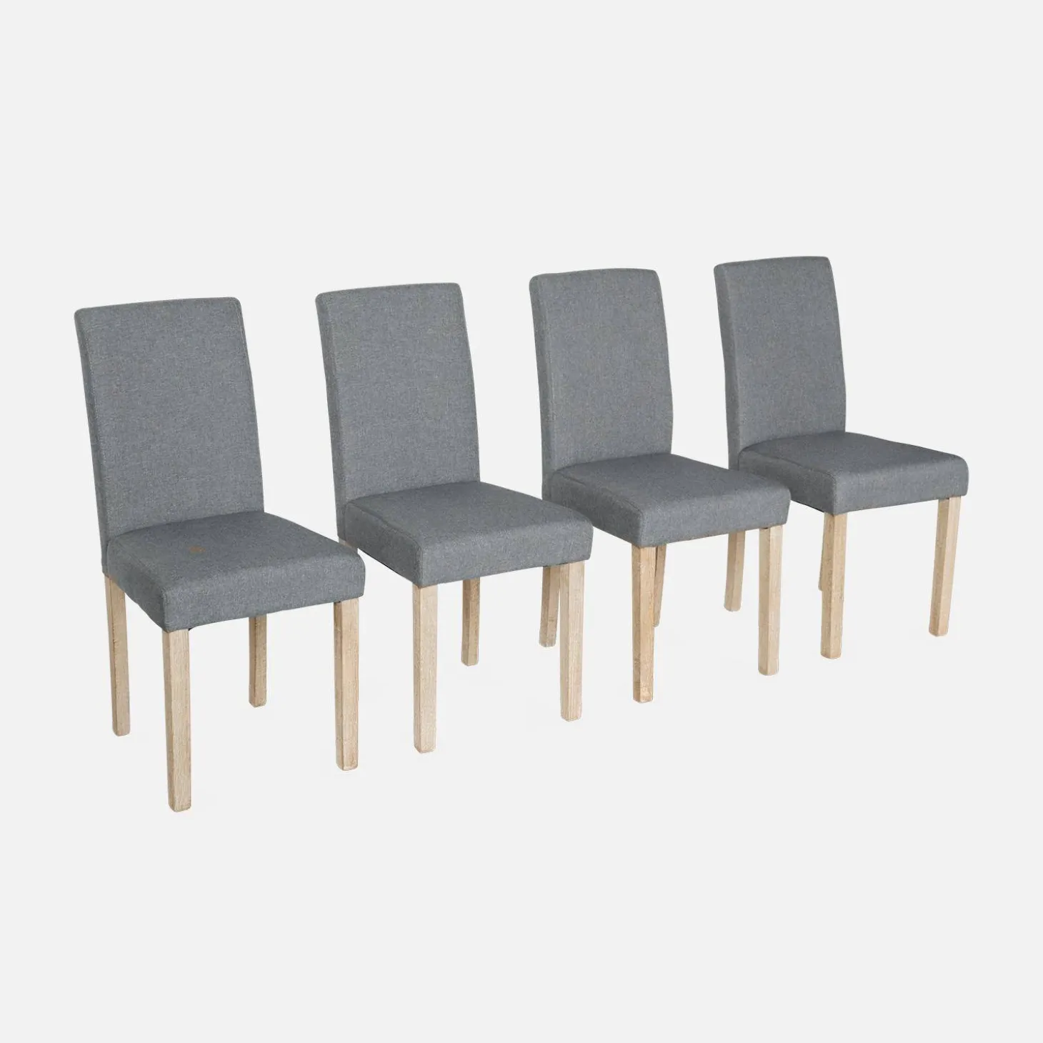 Silla de tela con patas de madera, set de 4