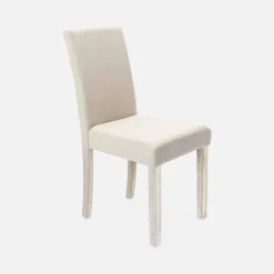 Silla de tela con patas de madera, set de 4