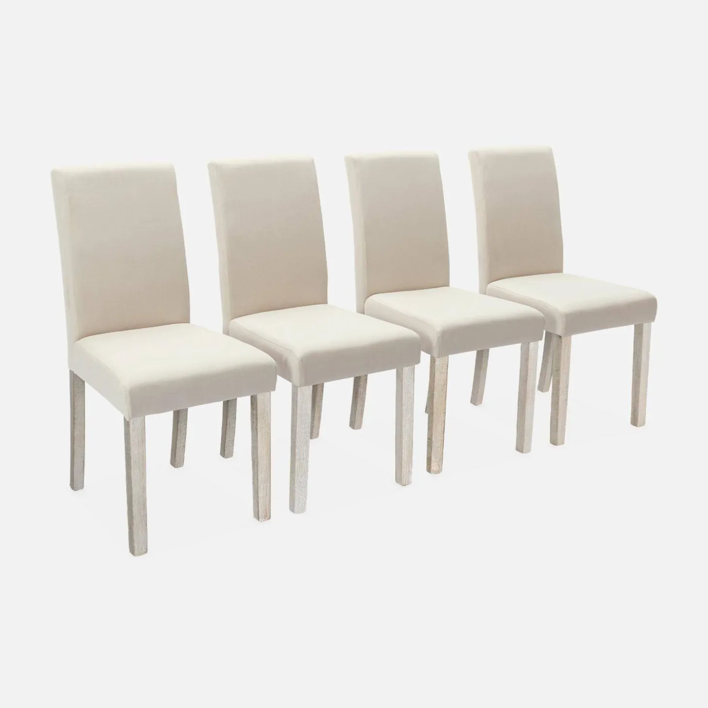 Silla de tela con patas de madera, set de 4