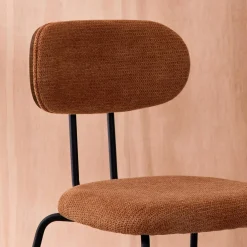 Silla decoración madera curvada teñida nogal y tela repelente al agua, set de 2