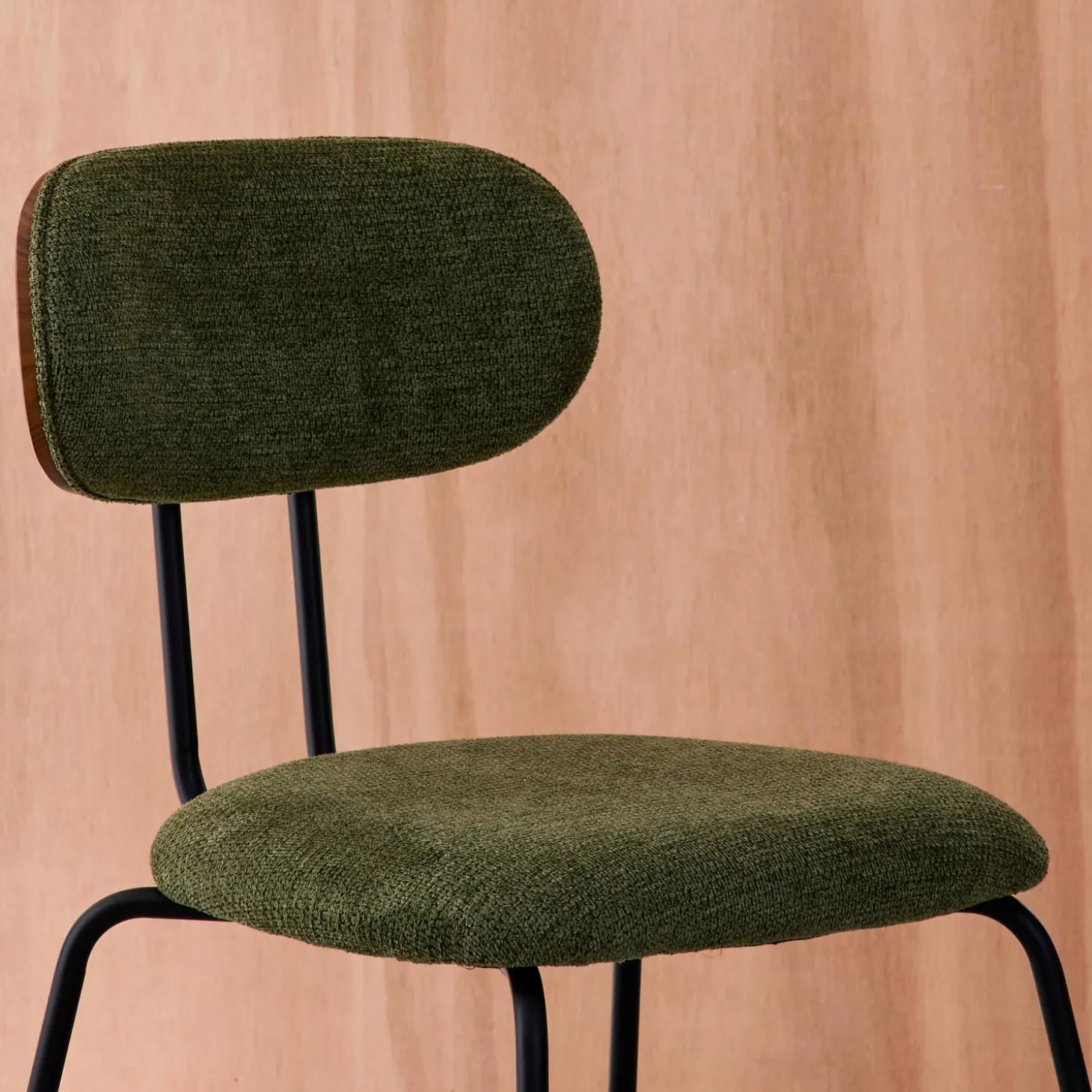 Silla decoración madera curvada teñida nogal y tela repelente al agua, set de 2