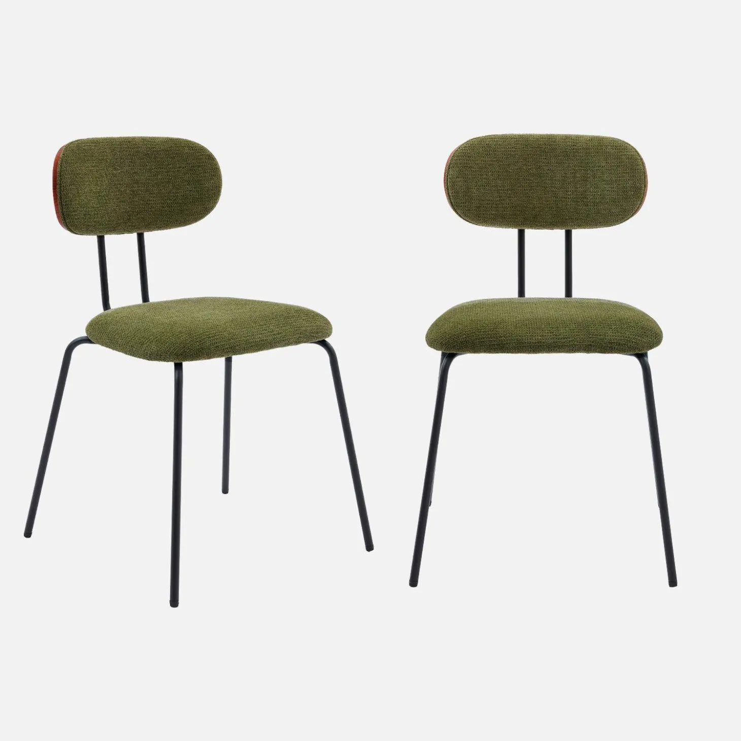 Silla decoración madera curvada teñida nogal y tela repelente al agua, set de 2
