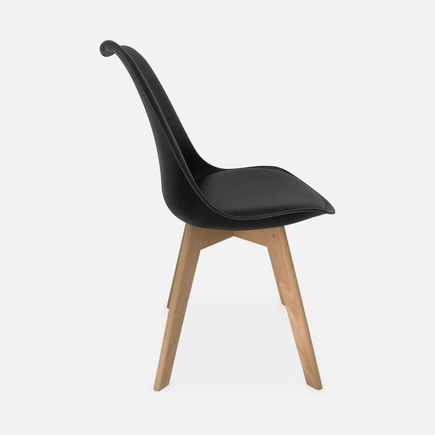 Silla escandinava con patas de madera de haya, set de 6