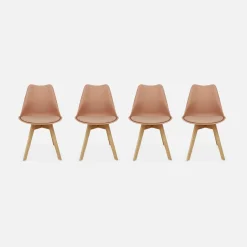 Silla escandinava con patas de madera de haya, set de 4