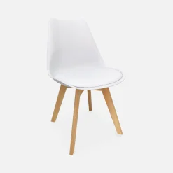 Silla escandinava con patas de madera de haya, set de 4