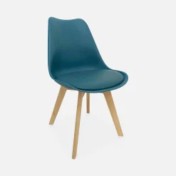 Silla escandinava con patas de madera de haya, set de 6