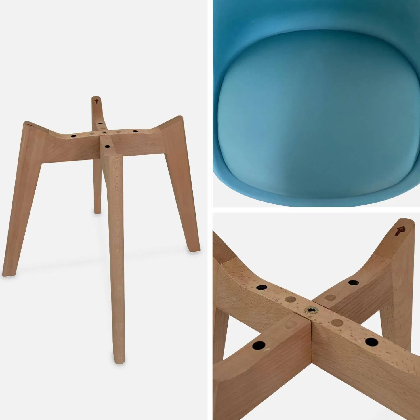 Silla escandinava con patas de madera de haya, set de 6