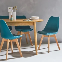 Silla escandinava con patas de madera de haya, set de 6