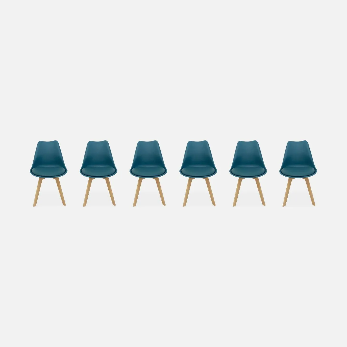 Silla escandinava con patas de madera de haya, set de 6