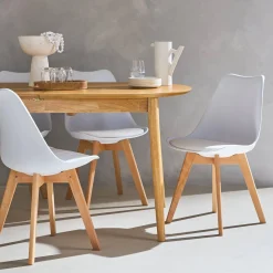 Silla escandinava con patas de madera de haya, set de 6