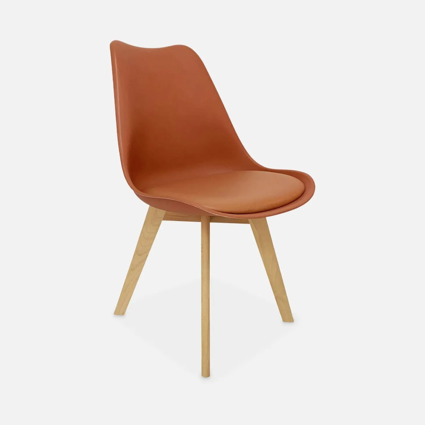 Silla escandinava con patas de madera de haya, set de 6