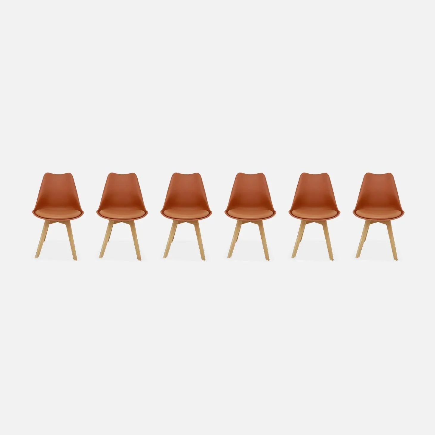 Silla escandinava con patas de madera de haya, set de 6