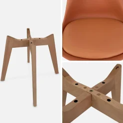 Silla escandinava con patas de madera de haya, set de 6