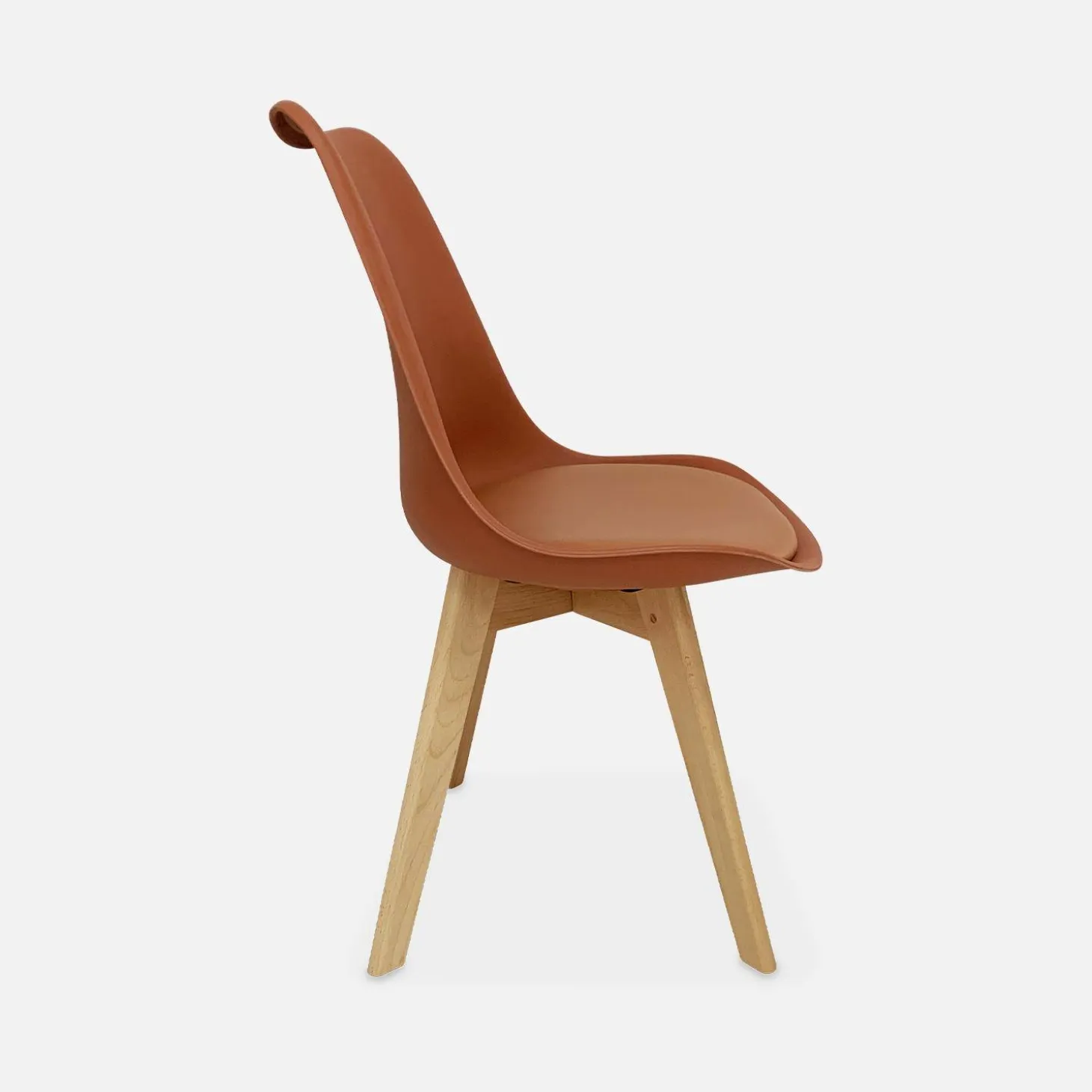 Silla escandinava con patas de madera de haya, set de 6