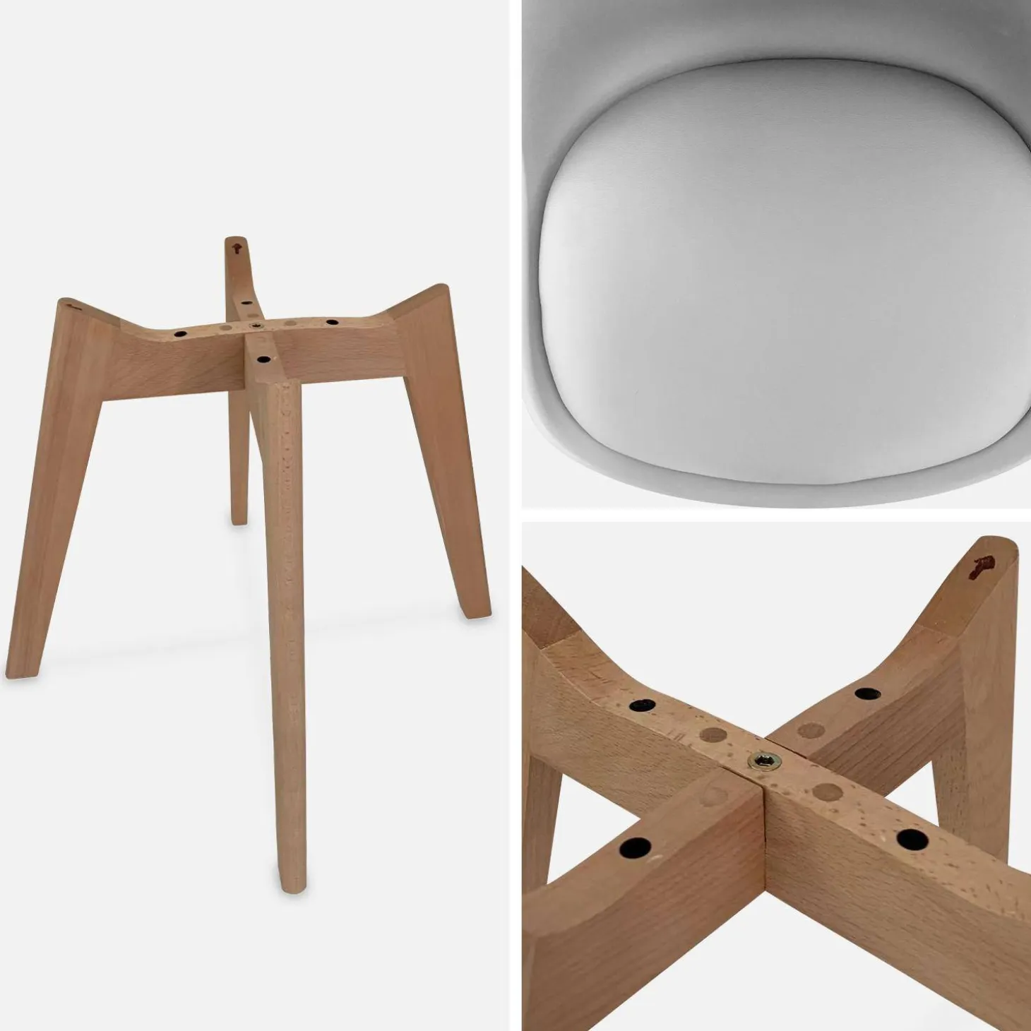 Silla escandinava con patas de madera de haya, set de 6