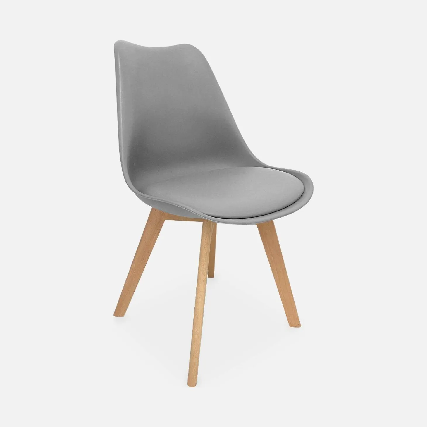 Silla escandinava con patas de madera de haya, set de 6