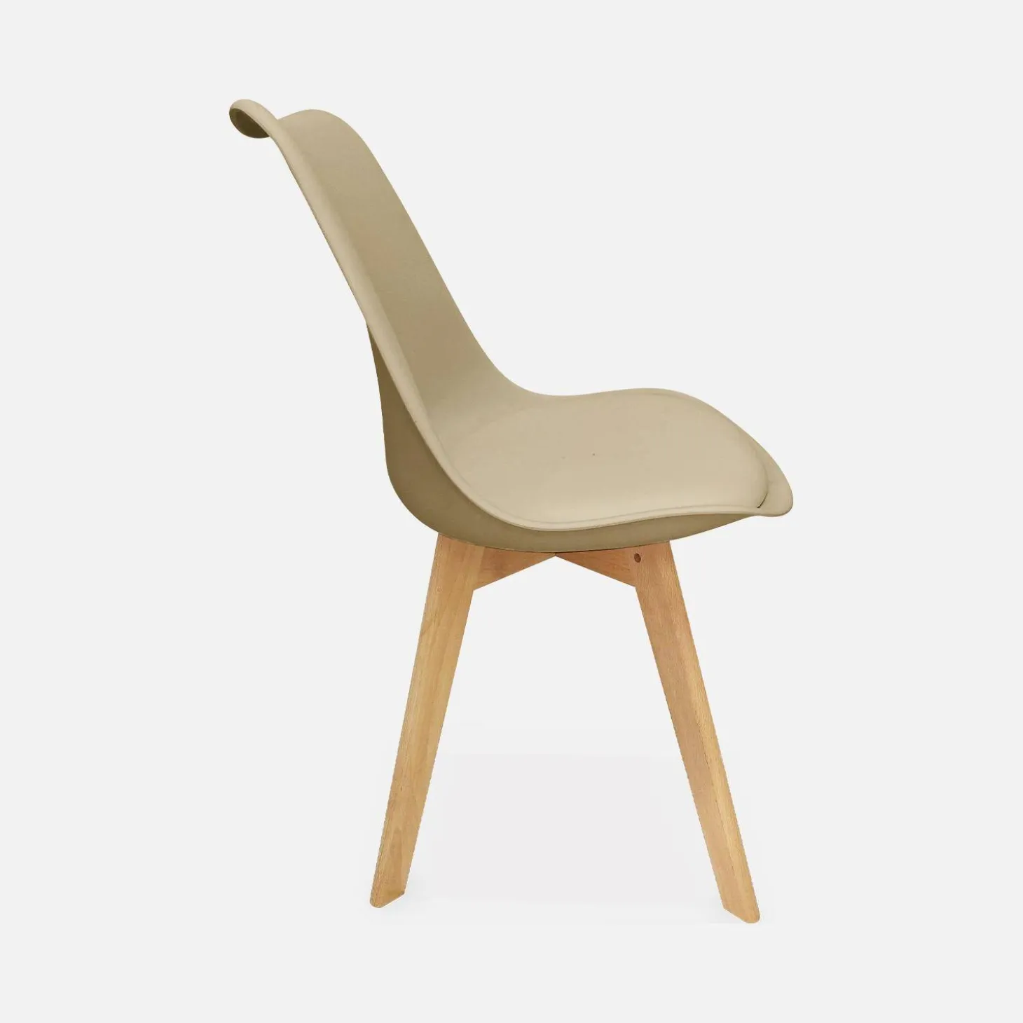 Silla escandinava con patas de madera de haya, set de 4