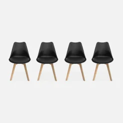 Silla escandinava con patas de madera de haya, set de 4