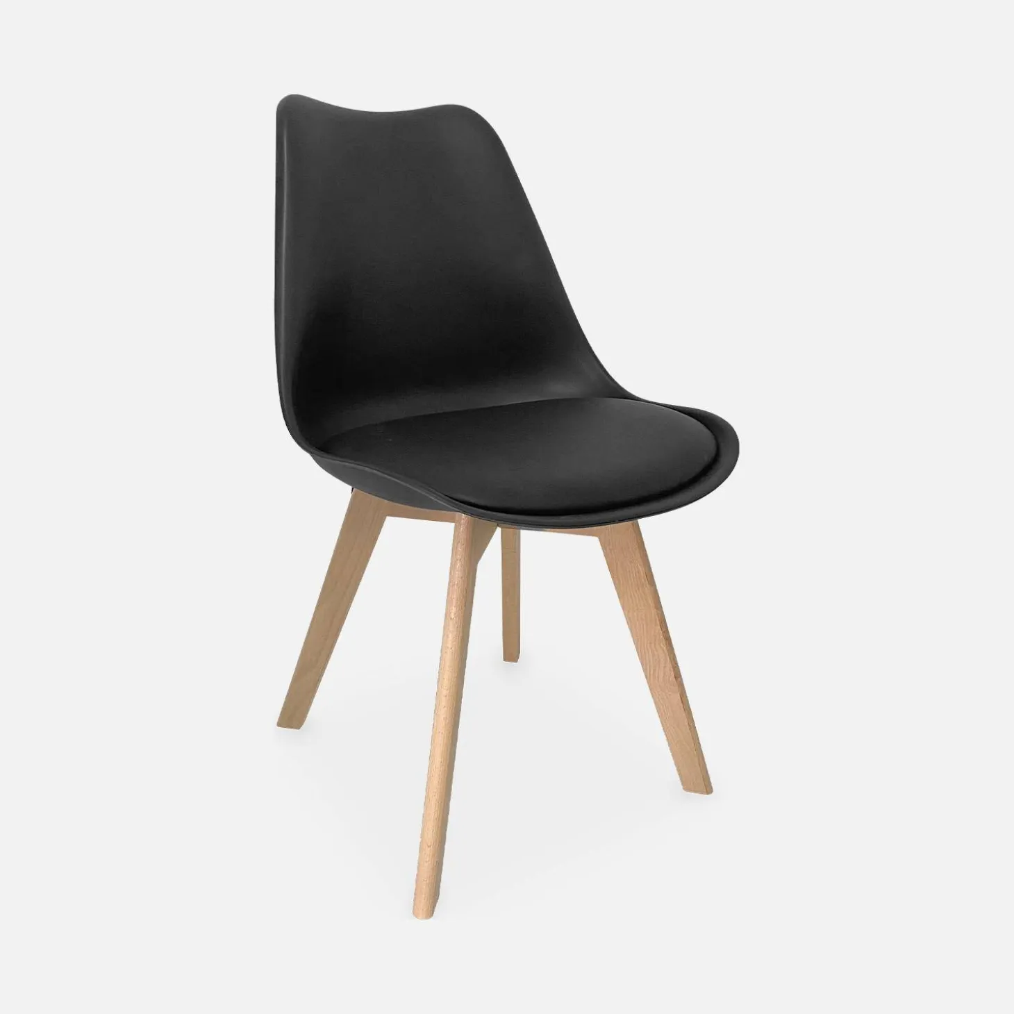 Silla escandinava con patas de madera de haya, set de 4