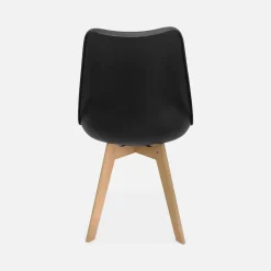 Silla escandinava con patas de madera de haya, set de 4
