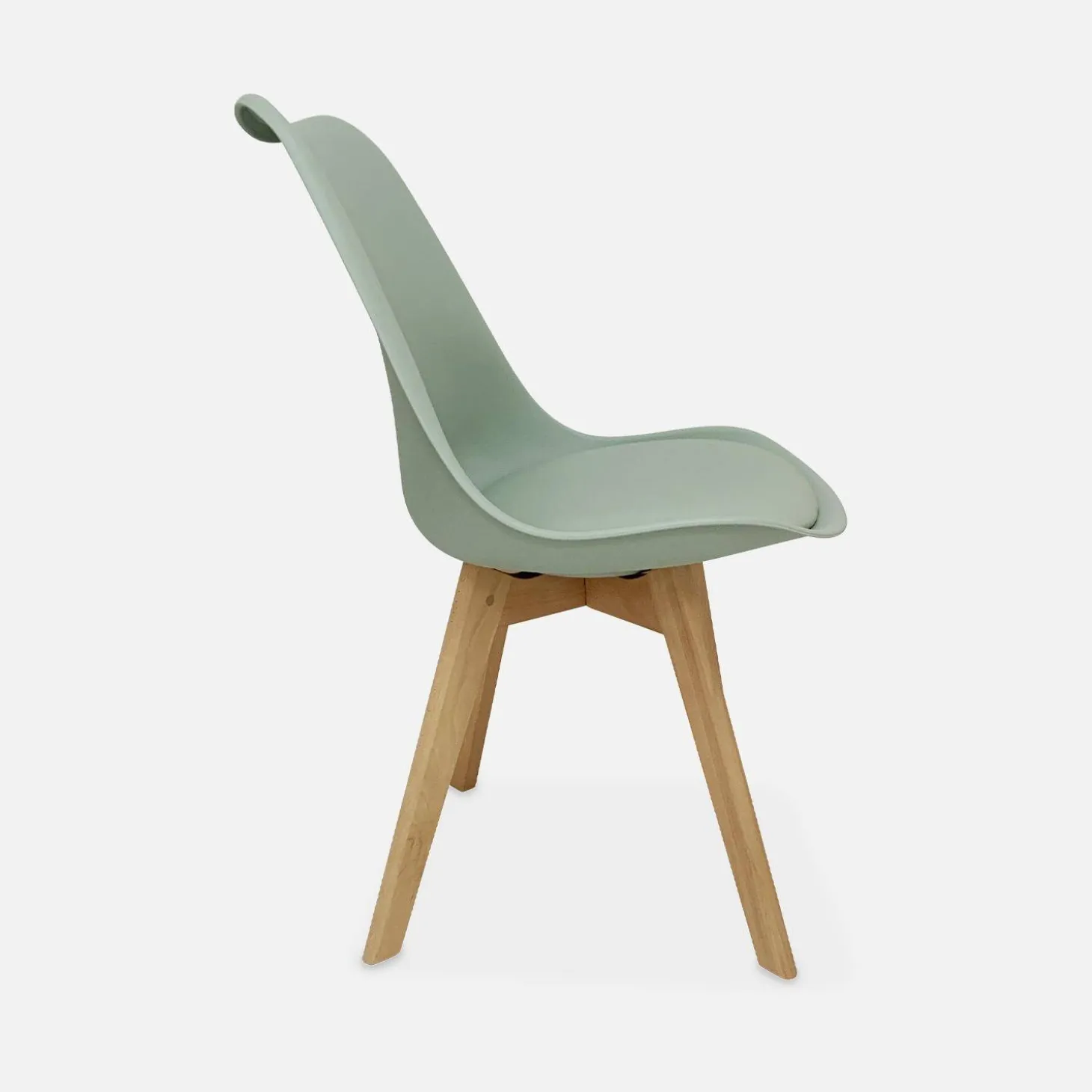 Silla escandinava con patas de madera de haya, set de 4