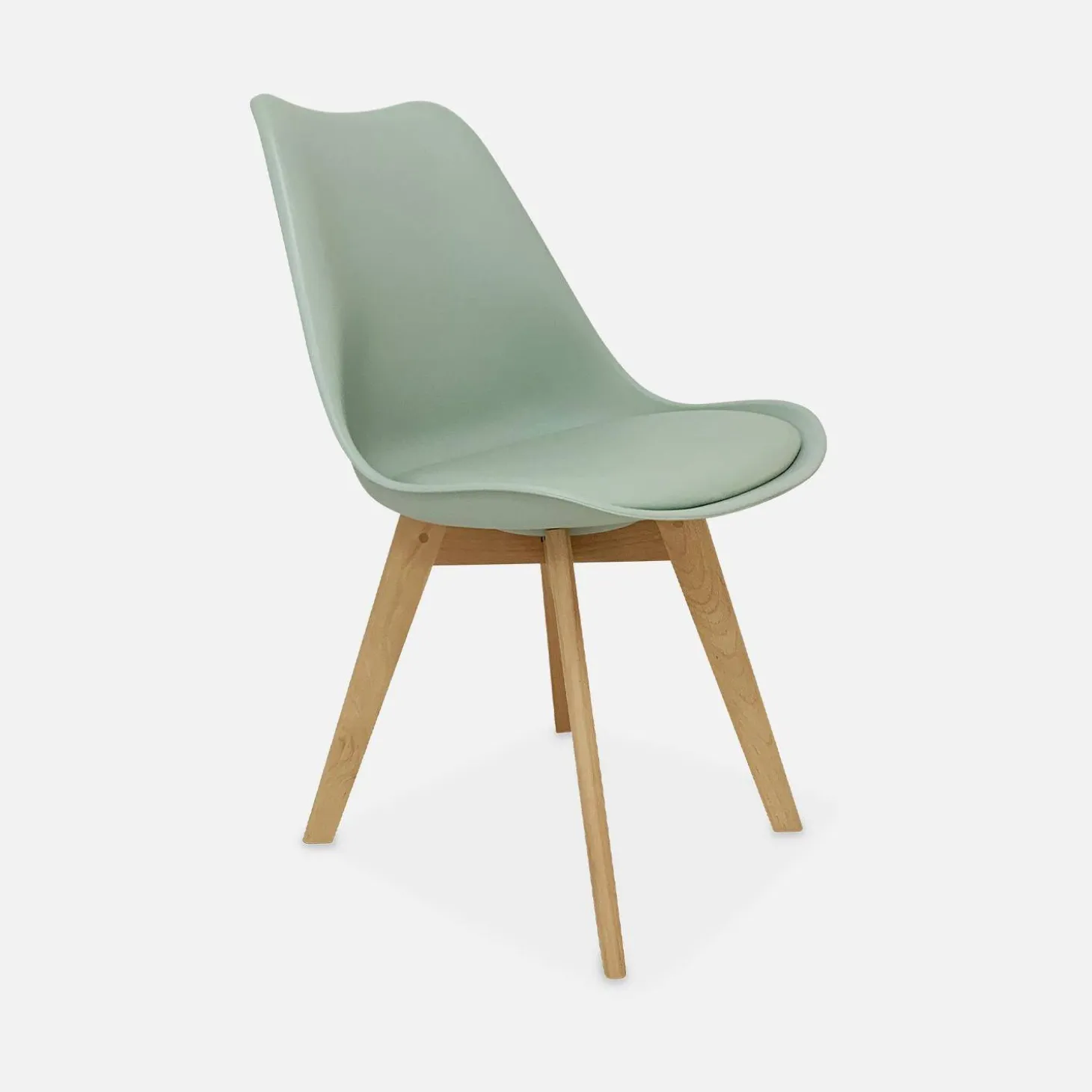 Silla escandinava con patas de madera de haya, set de 4