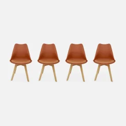 Silla escandinava con patas de madera de haya, set de 4