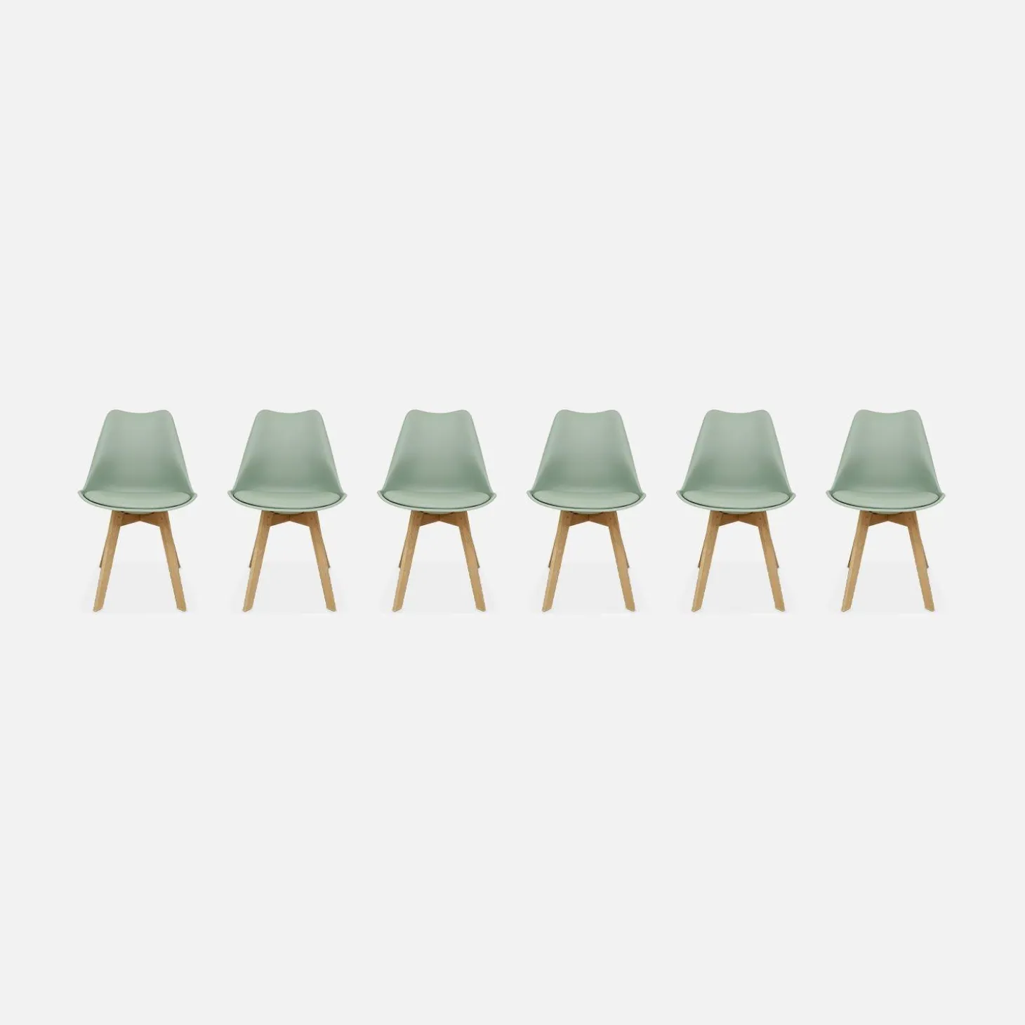 Silla escandinava con patas de madera de haya, set de 6